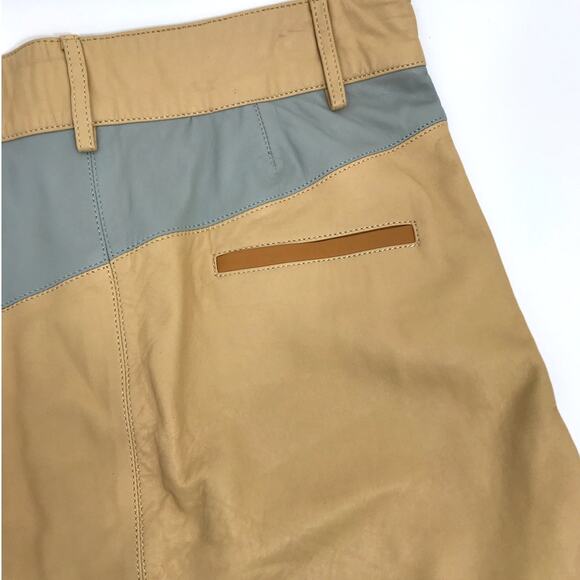 ZARA SRPLS Colorblock Leather Mini Skirt Size L - Picture 8 of 8